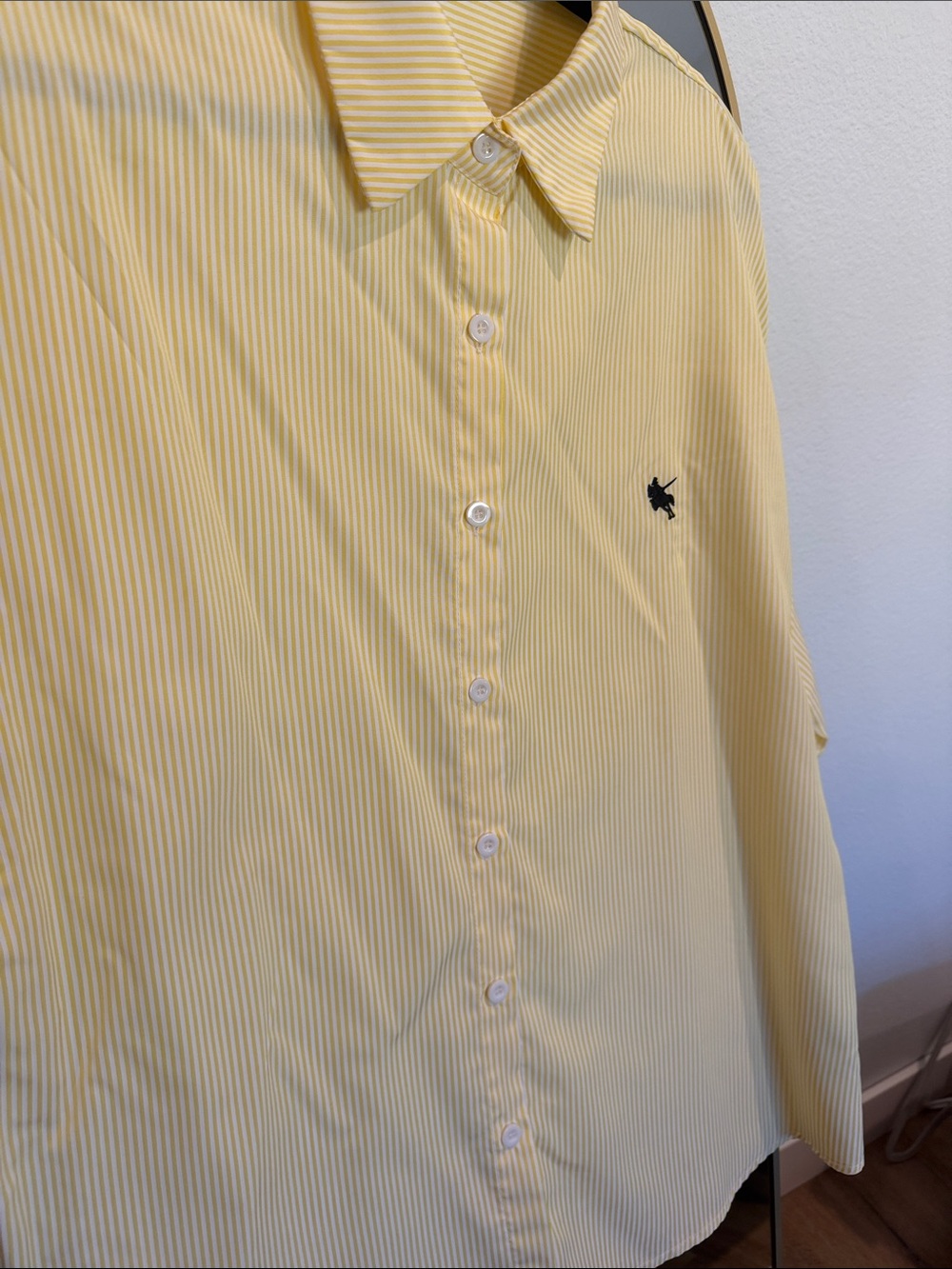 SHEIN Yellow & White Striped Button-Down Shirt